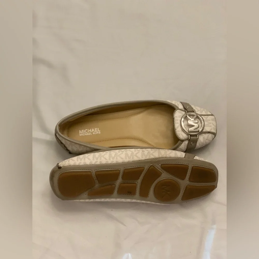 Michael Kors Silver Loafers with Logo Accent